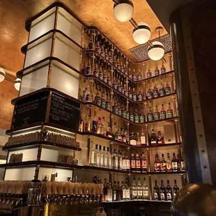 Front bar area.  Cool wall of bottles.