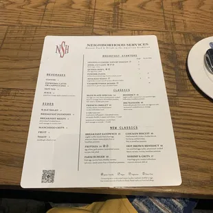 menu