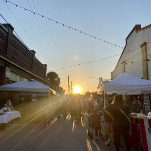 the sun setting in the background