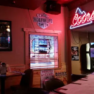 a long table in a restaurant