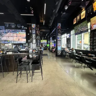 the inside of a sports restaurant