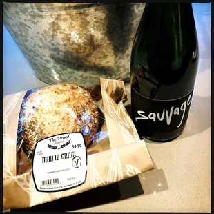 Local bread made by The Proof Bakery and a savvy sparkling wine