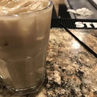 a glass of iced coffee