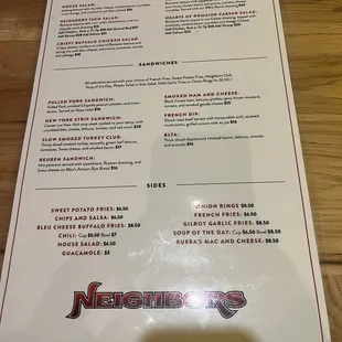 menu