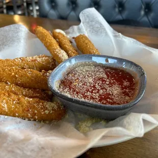 Homemade Mozzarella sticks with marinara and we requested a side of ranch