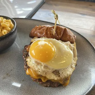 The burger was how I like runny and messy