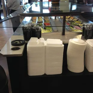 a display of food items