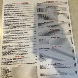 the menu