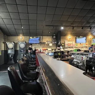 Part of the bar, darts, and pull tabs. You can also buy a T or hoodie with the bar logo.