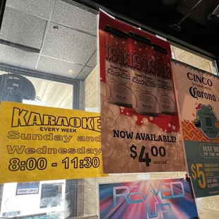 Karaoke every Sunday and Wednesday at night. AND they have 1919 cans.