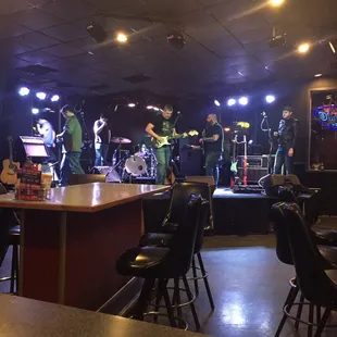 Band setting up on a Friday night!