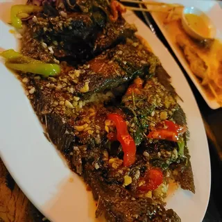 Crispy whole flouder