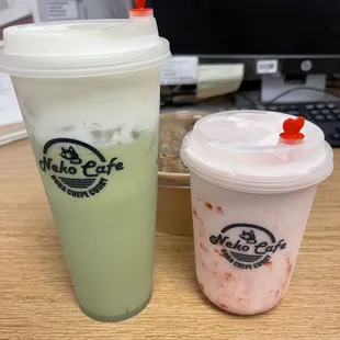 Matcha cheese foam &amp; Strawberry Yogurt Frostie