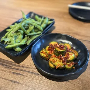 Reg. Edamame and addictive cucumber
