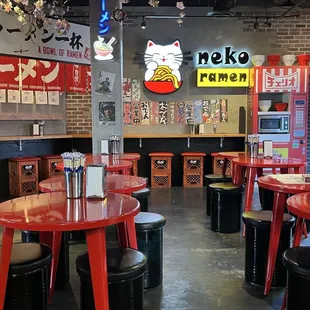 Large portion of restaurant has chairs without backs.  There are about 4 booths though.