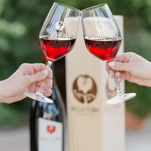 Wine tasting on our outdoor patio