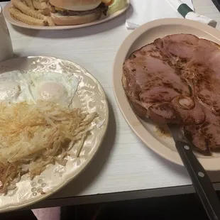 two plates of food on a table