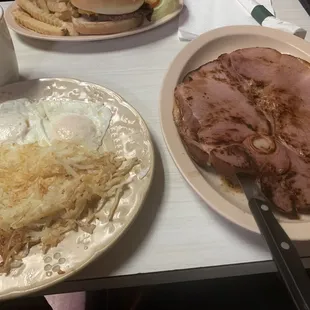 two plates of food on a table