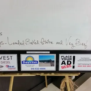 a whiteboard in a restaurant