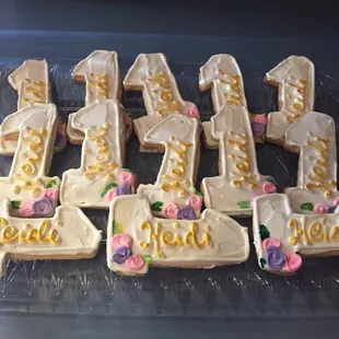 a number one decorated cookies