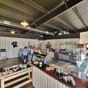 the interior of a bakery