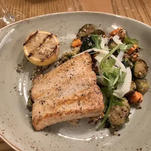 Salmon, Brussels sprout and quinoa