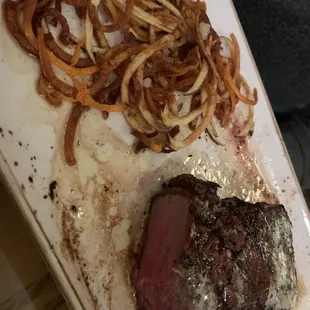 Strip steak done medium rare