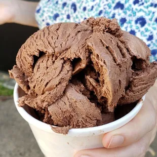 Vegan dark chocolate scoop ($5.25, cash only). Giant scoop. Tasted fine, but was likely a store brand.