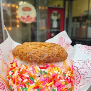 an ice cream sandwich with sprinkles