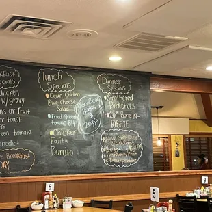 All of the specials written on huge chalkboards