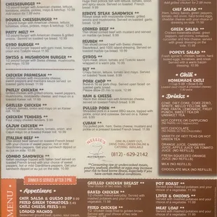 Current 2024 menu back