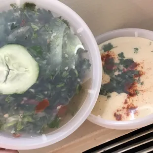 Tabouleh and hummus