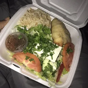 Spinach Pie, Greek Salad &amp; Rice