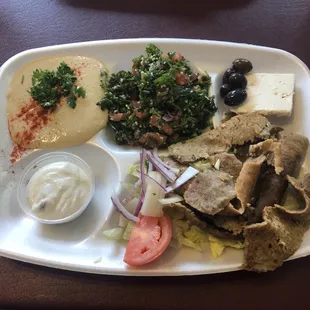 #32 Gyro, Hummus &amp; Tabbouli with Feta Cheese, Olives and Pita
