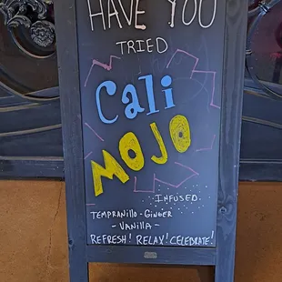 Try the Cali Mojo, a red wine spritzer served with ice. Refreshing!