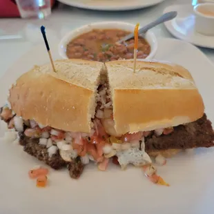Silpancho Sandwich with beans