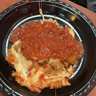 Chicken Parmesan (comes with spaghetti noodles normally but they ran out)