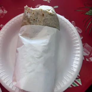 Veggie burrito (rice beans lettuce tomato onion cilantro salsa)