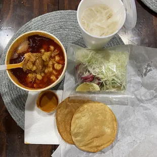 Bowl of pozole &amp; iced medium horchata $15.11 (12/11/21)