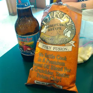 Fancy sodas and tasty chips to go with your sandwich.