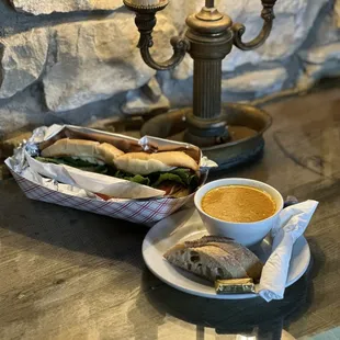 Betty's Beef sandwich, and a cup of cheese &amp; ale soup