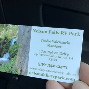 Contact info for the camp host