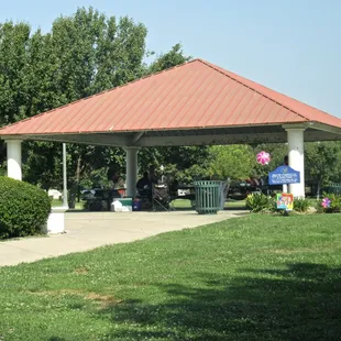 covered area with picnic tables