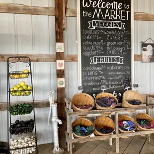 a display of fruits and vegetables