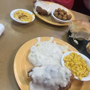 Chicken fried chicken and chicken fried steak.
