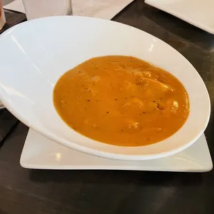 a bowl of soup on a table