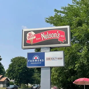 a sign for nelson&apos;s ice cream