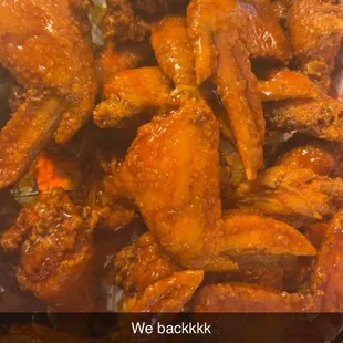 a basket of chicken wings