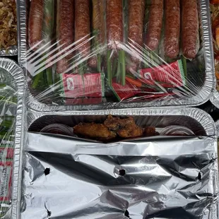 Nem nuong rolls and basil chicken wings.