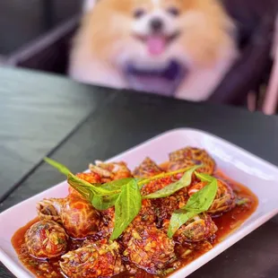 Ốc Hương Xào Sốt Nếm #1: Stir-fried Whelks w/ Nem #1 sauce (chili garlic) | $13.95